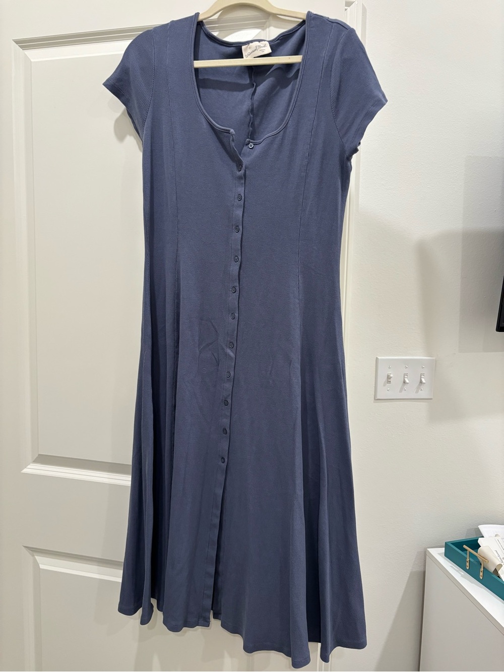 Universal Thread Slate Blue Button-Front Midi Dress